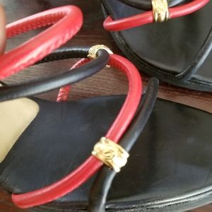 St. John vintage rope blue red sandal heels 38.5